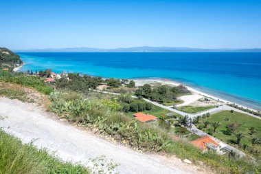 Panorama of the Historical town of Afytos, Kassandra, Chalkidiki, Central Macedonia, Greece clipart