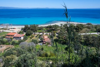 Afytos, Kassandra, Chalkidiki, Orta Makedonya ve Yunanistan 'ın Tarihi Kenti Panorama