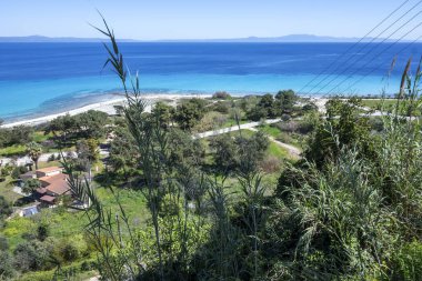 Afytos, Kassandra, Chalkidiki, Orta Makedonya ve Yunanistan 'ın Tarihi Kenti Panorama