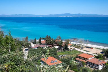 Panorama of the Historical town of Afytos, Kassandra, Chalkidiki, Central Macedonia, Greece clipart