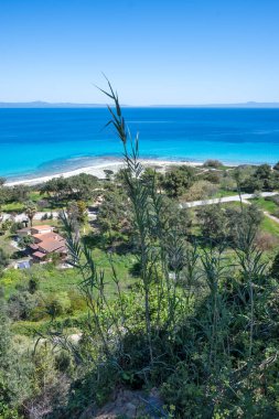 Afytos, Kassandra, Chalkidiki, Orta Makedonya ve Yunanistan 'ın Tarihi Kenti Panorama