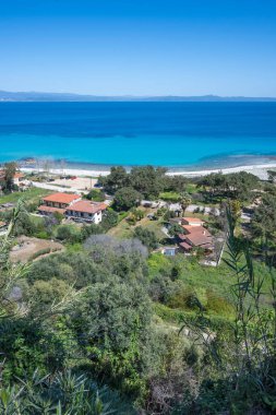 Afytos, Kassandra, Chalkidiki, Orta Makedonya ve Yunanistan 'ın Tarihi Kenti Panorama