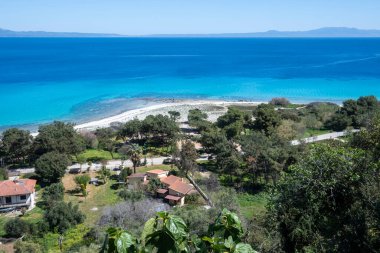 Afytos, Kassandra, Chalkidiki, Orta Makedonya ve Yunanistan 'ın Tarihi Kenti Panorama