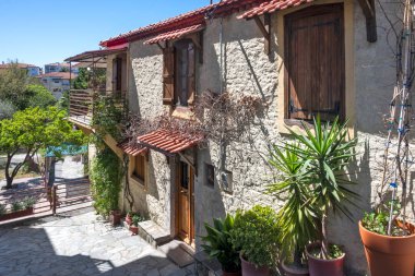 Afytos, Kassandra, Chalkidiki, Orta Makedonya ve Yunanistan 'ın Tarihi Kenti Panorama