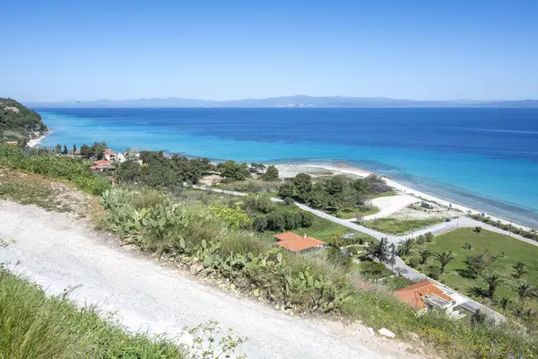 Afytos, Kassandra, Chalkidiki, Orta Makedonya ve Yunanistan 'ın Tarihi Kenti Panorama