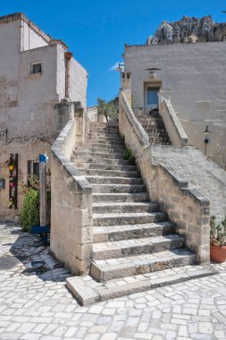 Matera 'nın muhteşem manzarası, Basilicata Bölgesi, İtalya