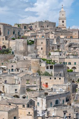 Matera 'nın muhteşem manzarası, Basilicata Bölgesi, İtalya