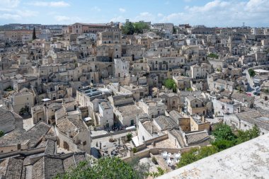 Matera 'nın muhteşem manzarası, Basilicata Bölgesi, İtalya