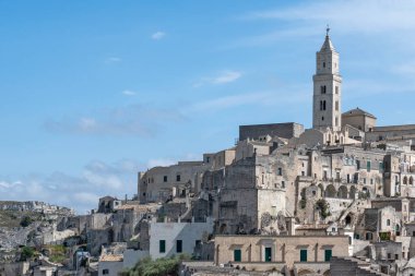 Matera 'nın muhteşem manzarası, Basilicata Bölgesi, İtalya