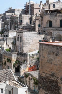 Matera 'nın muhteşem manzarası, Basilicata Bölgesi, İtalya