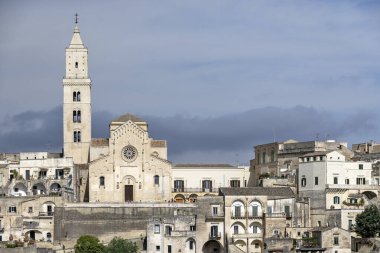 Matera 'nın muhteşem manzarası, Basilicata Bölgesi, İtalya