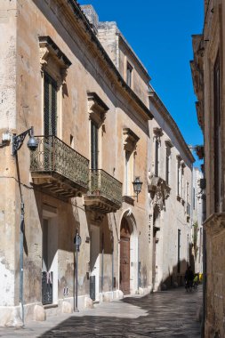 İtalya 'nın Apulia Bölgesi' ndeki Eski Lecce kasabasının muhteşem manzarası.
