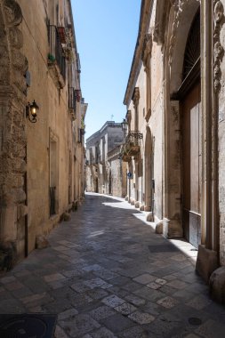 İtalya 'nın Apulia Bölgesi' ndeki Eski Lecce kasabasının muhteşem manzarası.