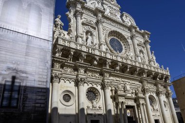 İtalya 'nın Apulia Bölgesi' ndeki Eski Lecce kasabasının muhteşem manzarası.