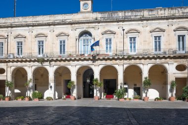 İtalya 'nın Apulia Bölgesi' ndeki Eski Lecce kasabasının muhteşem manzarası.