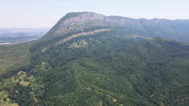 Turizm rotasının hava manzarası Balkan Dağları, Vratsa bölgesi, Bulgaristan 'daki Griffon akbabası