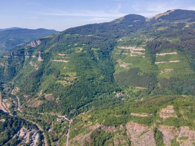 Amazing Aerial view of Iskar gorge near village of Bov, Balkan Mountains, Bulgaria clipart