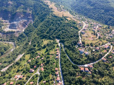 Amazing Aerial view of Iskar gorge near village of Bov, Balkan Mountains, Bulgaria clipart