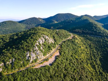 Amazing Aerial view of Balkan Mountains near Okolchitsa peak, Bulgaria clipart