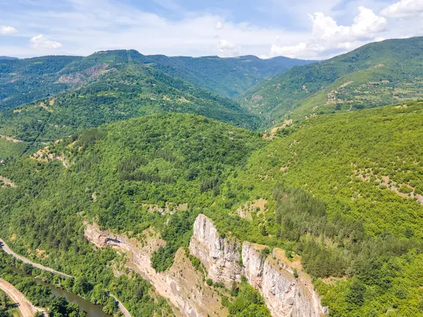 stock image Aerial view of Iskar river Gorge near Lakatnik Rocks, Balkan Mountains, Bulgaria