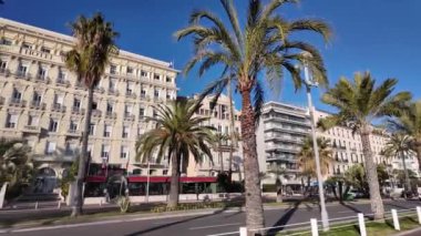 Nazik, FRANCE - 25 Ocak 2024: Nice, Provence Alpes-Cote d 'Azur, Fransa Kıyı Caddesi Panoraması