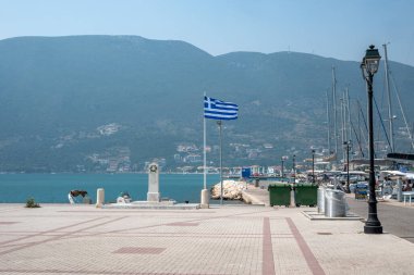 VASILIKI, LEFKADA, GREECE - AUGUST 25, 2023: Summer Panorama of village of Vasiliki at Lefkada, Ionian Islands, Greece clipart