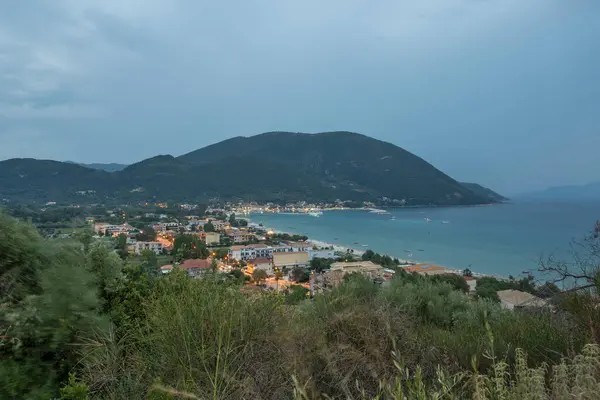 stock image VASILIKI, LEFKADA, GREECE - AUGUST 25, 2023: Summer Panorama of village of Vasiliki at Lefkada, Ionian Islands, Greece