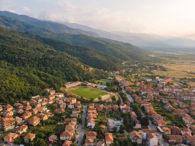 Bulgaristan 'ın Petrich, Blagoevgrad bölgesinin hava manzarası