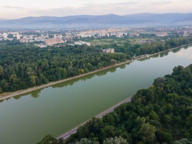 Aerial sunset view of Rowing Venue in city of Plovdiv, Bulgaria clipart