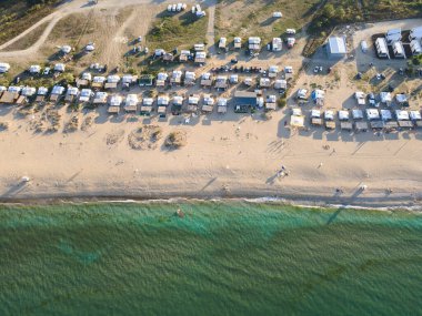 Bulgaristan 'ın Burgaz Bölgesi' nin Sozopol kasabası yakınlarındaki Karadeniz Sahil manzarası