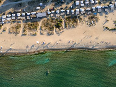 Bulgaristan 'ın Burgaz Bölgesi' nin Sozopol kasabası yakınlarındaki Karadeniz Sahil manzarası