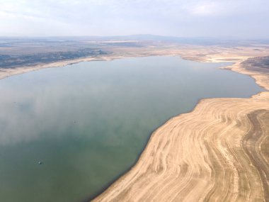 Aerial view of Pyasachnik (Sandstone) Reservoir, Sredna Gora Mountain, Plovdiv Region, Bulgaria clipart