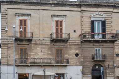 BARI, İtalya - 16 Mayıs 2024: Bari, Apulia Bölgesi, İtalya 'nın Eski Kasabası' nın inanılmaz manzarası