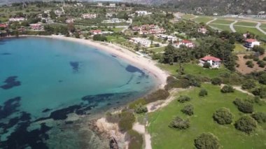 Kastri Sahili yakınlarındaki Sithonia kıyı şeridi, Chalkidiki, Orta Makedonya, Yunanistan