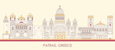 Yunanistan 'ın Patras kentinin Skyline karikatürü - vektör illüstrasyon