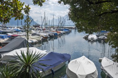 MONTREUX, SWitzERLAND - 19 Haziran 2023: Montreux, Vaud Kantonu, İsviçre Yaz Panoraması