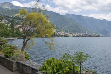 MONTREUX, SWitzERLAND - 19 Haziran 2023: Montreux, Vaud Kantonu, İsviçre Yaz Panoraması