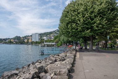 MONTREUX, SWitzERLAND - 19 Haziran 2023: Montreux, Vaud Kantonu, İsviçre Yaz Panoraması