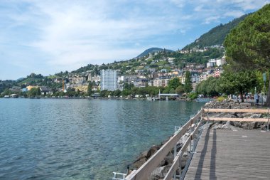 MONTREUX, SWitzERLAND - 19 Haziran 2023: Montreux, Vaud Kantonu, İsviçre Yaz Panoraması