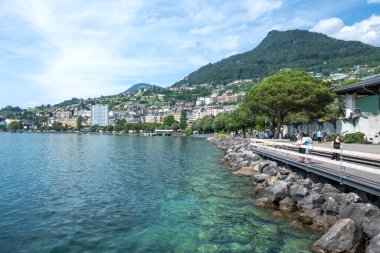 MONTREUX, SWitzERLAND - 19 Haziran 2023: Montreux, Vaud Kantonu, İsviçre Yaz Panoraması