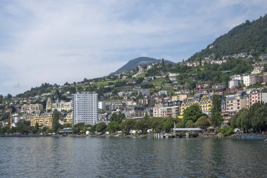 MONTREUX, SWitzERLAND - 19 Haziran 2023: Montreux, Vaud Kantonu, İsviçre Yaz Panoraması