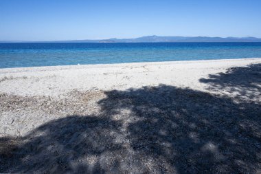 Lagoon Sahili yakınlarındaki Kassandra kıyı şeridi, Chalkidiki, Orta Makedonya, Yunanistan