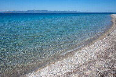 Lagoon Sahili yakınlarındaki Kassandra kıyı şeridi, Chalkidiki, Orta Makedonya, Yunanistan
