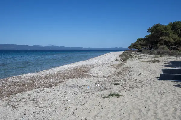 Lagoon Sahili yakınlarındaki Kassandra kıyı şeridi, Chalkidiki, Orta Makedonya, Yunanistan