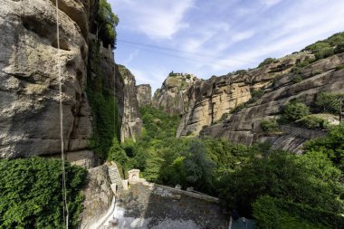 Meteora Manastırları, Teselya, Yunanistan 'ın Bahar Panoramik Manastırı