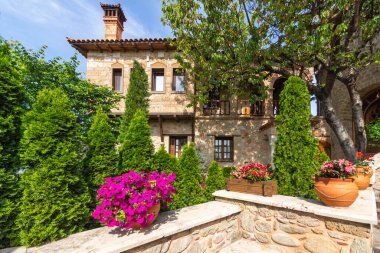 Meteora Manastırları, Teselya, Yunanistan 'ın Bahar Panoramik Manastırı
