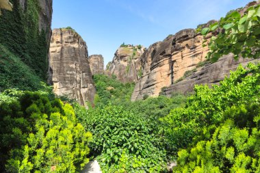 Meteora Manastırları, Teselya, Yunanistan 'ın Bahar Panoramik Manastırı
