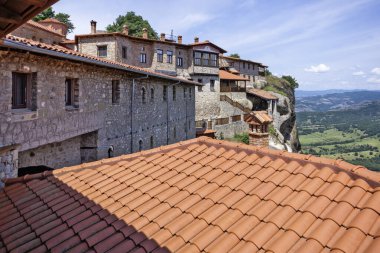 Meteora Manastırları, Teselya, Yunanistan 'ın Bahar Panoramik Manastırı