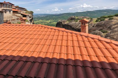 Meteora Manastırları, Teselya, Yunanistan 'ın Bahar Panoramik Manastırı