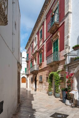İtalya 'nın Apulia Bölgesi, Locorotondo Eski Kasabası Panoraması